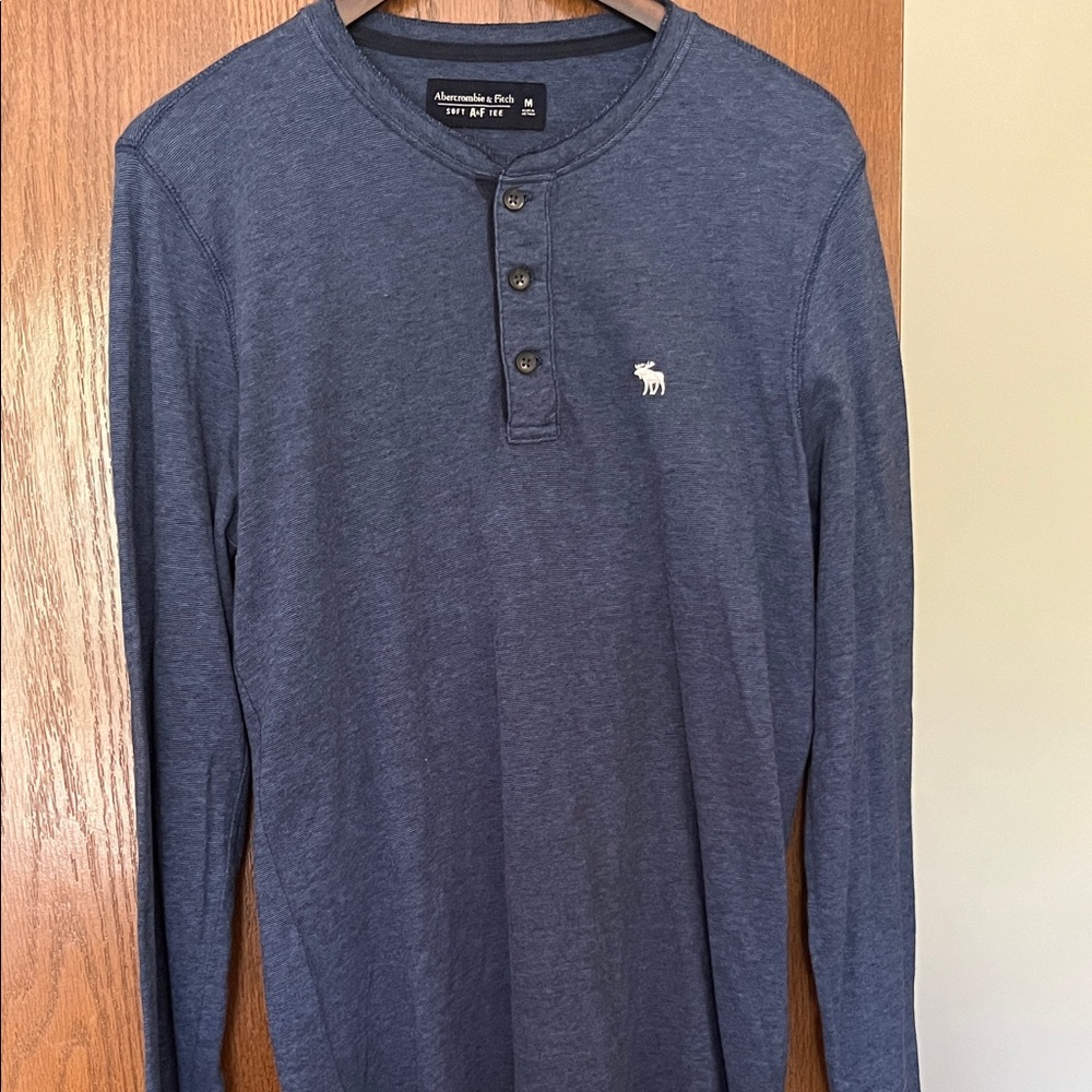 Abercrombie & Fitch Men's Navy Long Sleeve Henley